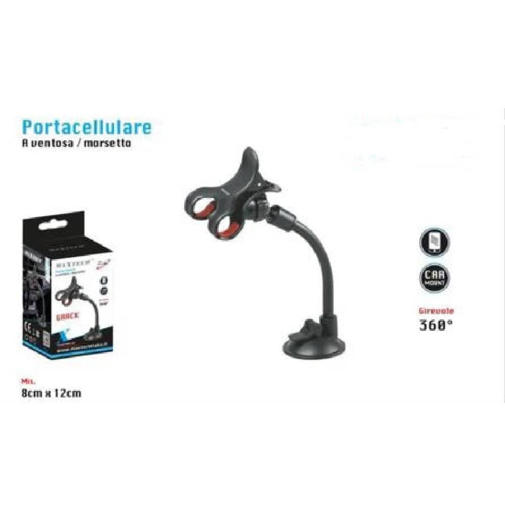 PORTA CELLULARE A VENTOSA MORSETTO SMARTPHONE GIREVOLE 360° AUTO MAXTECH PT-C003 in Alloggiamenti Trade Shop italia - Napoli, commercioVirtuoso.it