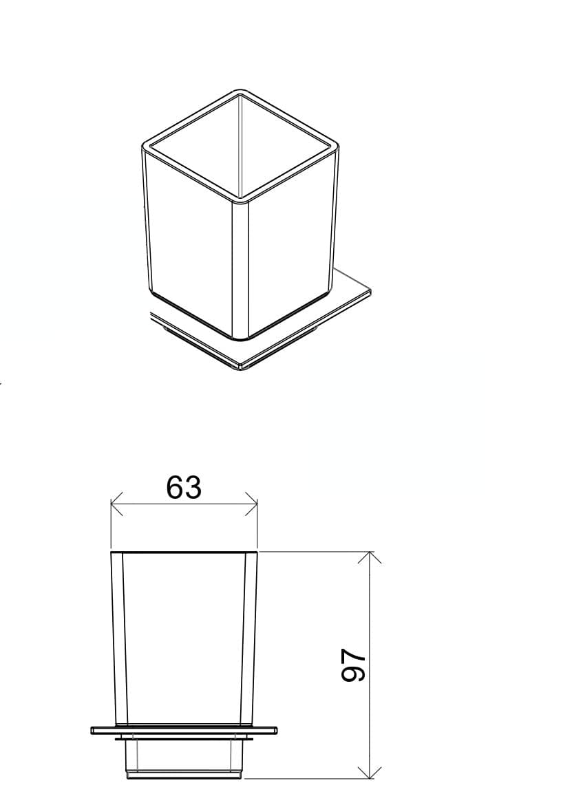 Porta spazzolino quadrato in vetro | Zurigo in Porta spazzolini Mondialshop - Parabiago, commercioVirtuoso.it