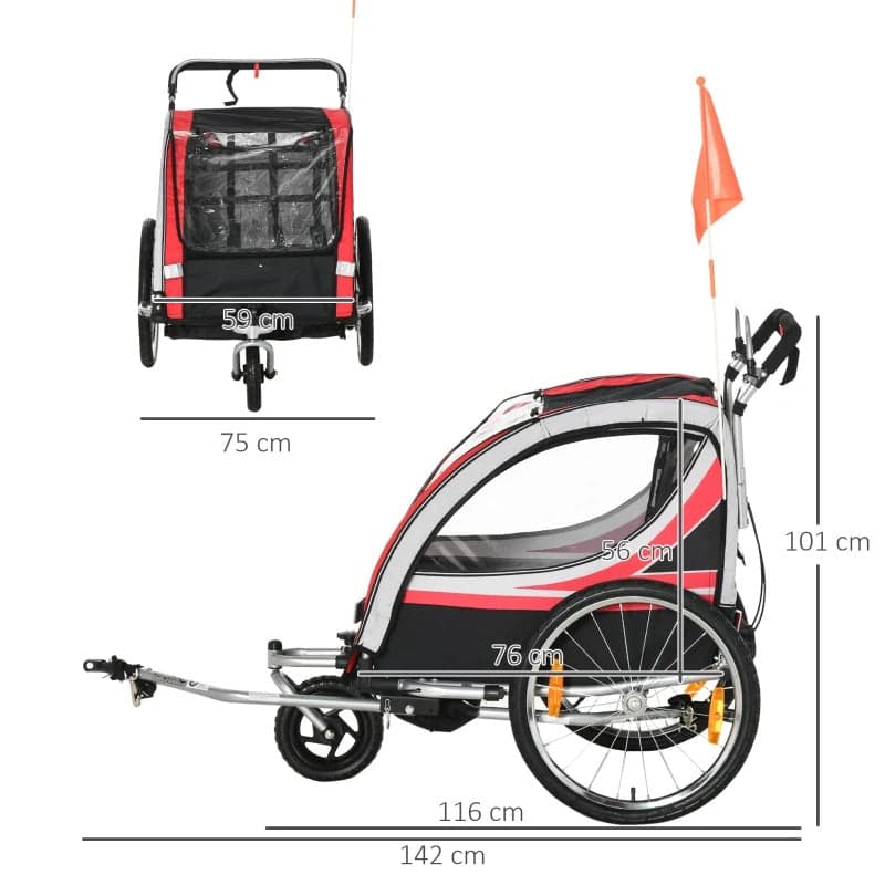Rimorchio Bici Bambini 2in1 Cinture Freno di Sicurezza Telaio Acciaio e Copertura in Passeggini rimorchio per bici Danyx - Casoria, commercioVirtuoso.it