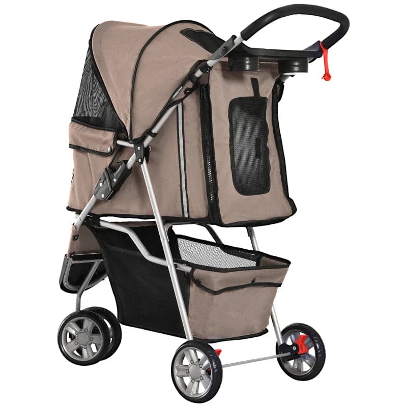 Passeggino per Cani Pieghevole con Tettuccio Cestino 75x45x97cm Marrone in Passeggini Danyx - Casoria, commercioVirtuoso.it