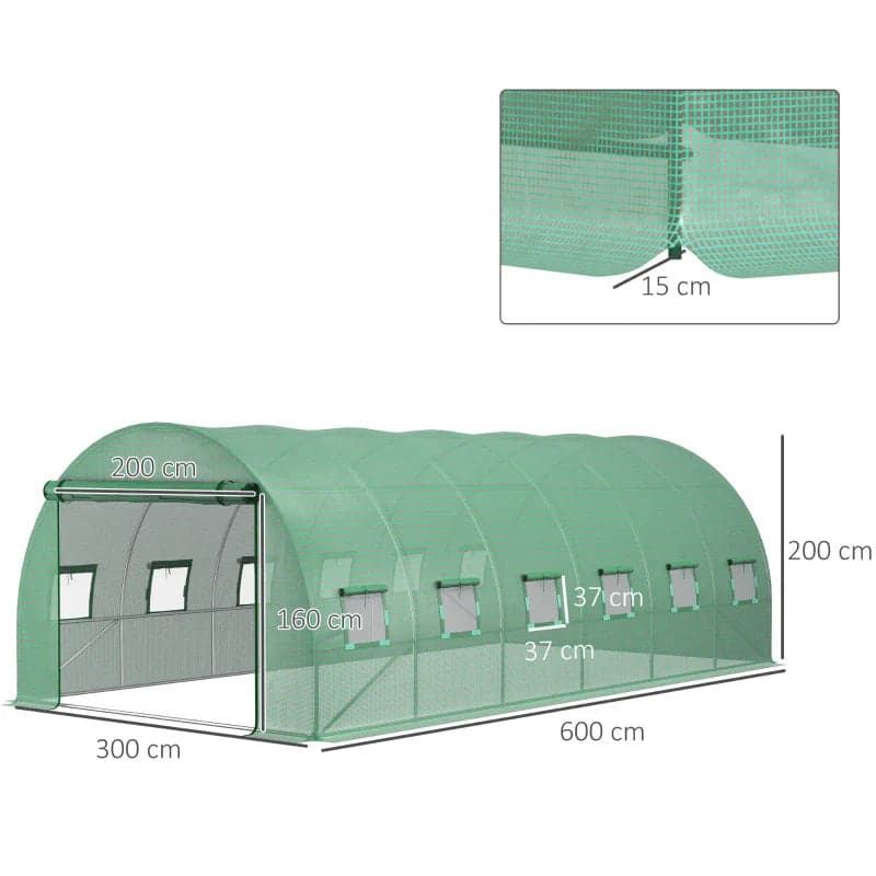 Telo per Serra in PE 12 Finestre Porta Avvolgibile e Bordi Interrati 6x3 H2mt Verde in Plastica per copertura Danyx - Casoria, commercioVirtuoso.it