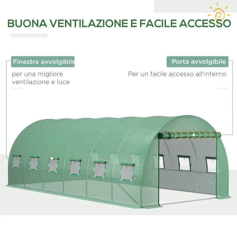 Telo per Serra in PE 12 Finestre Porta Avvolgibile e Bordi Interrati 6x3 H2mt Verde in Plastica per copertura Danyx - Casoria, commercioVirtuoso.it