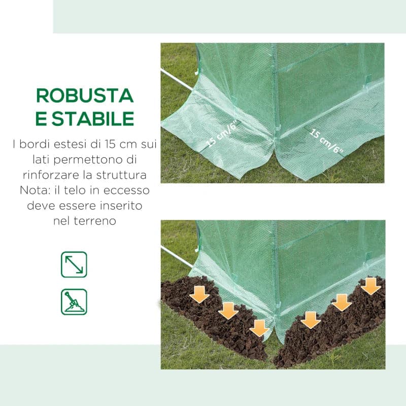 Telo per Serra in PE 12 Finestre Porta Avvolgibile e Bordi Interrati 6x3 H2mt Verde in Plastica per copertura Danyx - Casoria, commercioVirtuoso.it