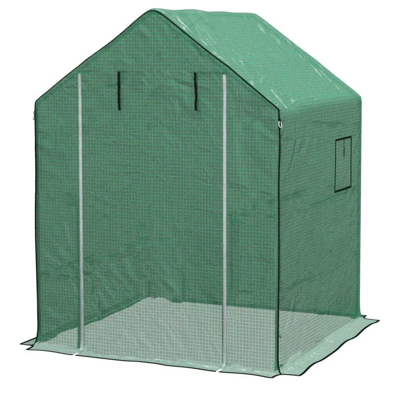 Telo Copertura per Serra in PE con Porta a Cerniera e Finestre 140x143 H190cm Verde in Plastica per copertura Danyx - Casoria, commercioVirtuoso.it