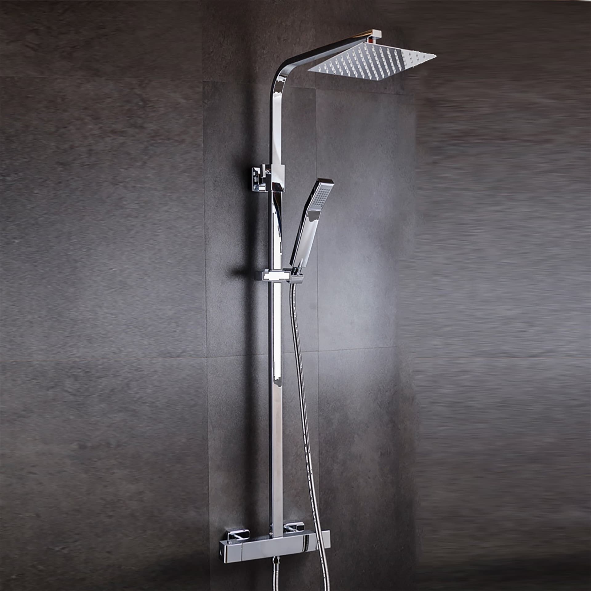 Colonna Doccia Termostatica quadrata con soffione 20x20 e doccino ESTE in Rubinetti per vasca Mondialshop - Parabiago, commercioVirtuoso.it