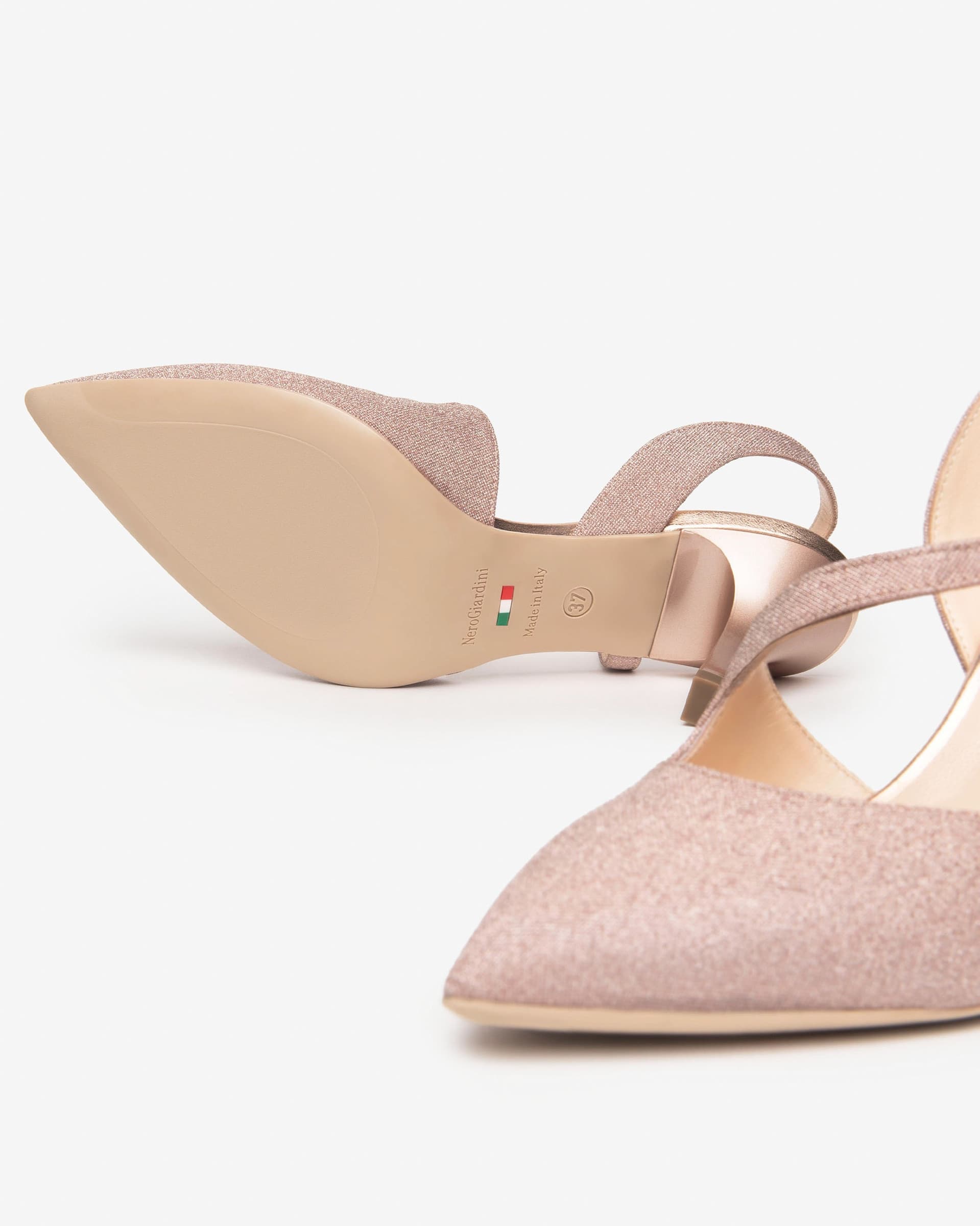 Nero Giardini slingback in tessuto glitter col.carne E507010DE631 in Scarpe col tacco Teresi Calzature - Marsala, commercioVirtuoso.it