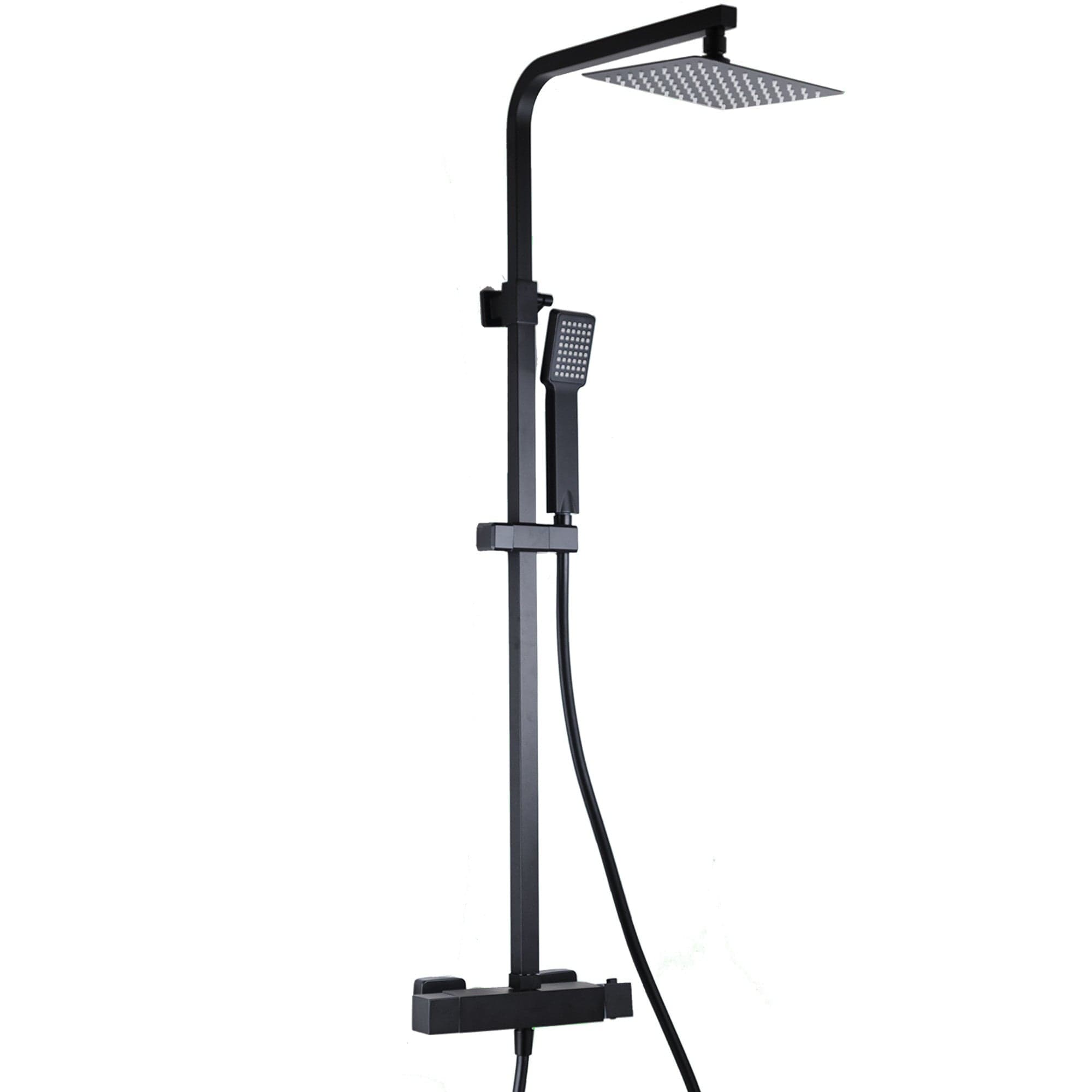 Colonna doccia nera opaca con Miscelatore Termostatico a due vie 20x20 Este Black