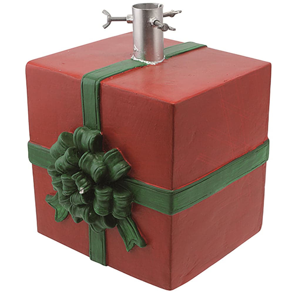 Base Albero di Natale a Forma di Pacco Regalo con Supporto Universale 26x24x32cm