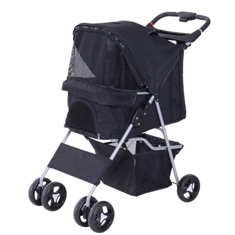 Passeggino Cani Gatto Pieghevole con Cestino Tettuccio, 75x46x94cm Nero in Passeggini Danyx - Casoria, commercioVirtuoso.it