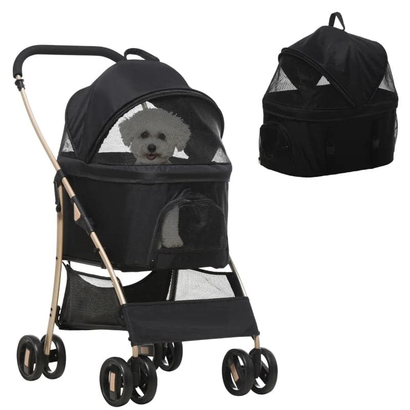 Passeggino Cani Pieghevole con Trasportino Rimovibile e Tettuccio, 82x49.5x98cm in Passeggini Danyx - Casoria, commercioVirtuoso.it