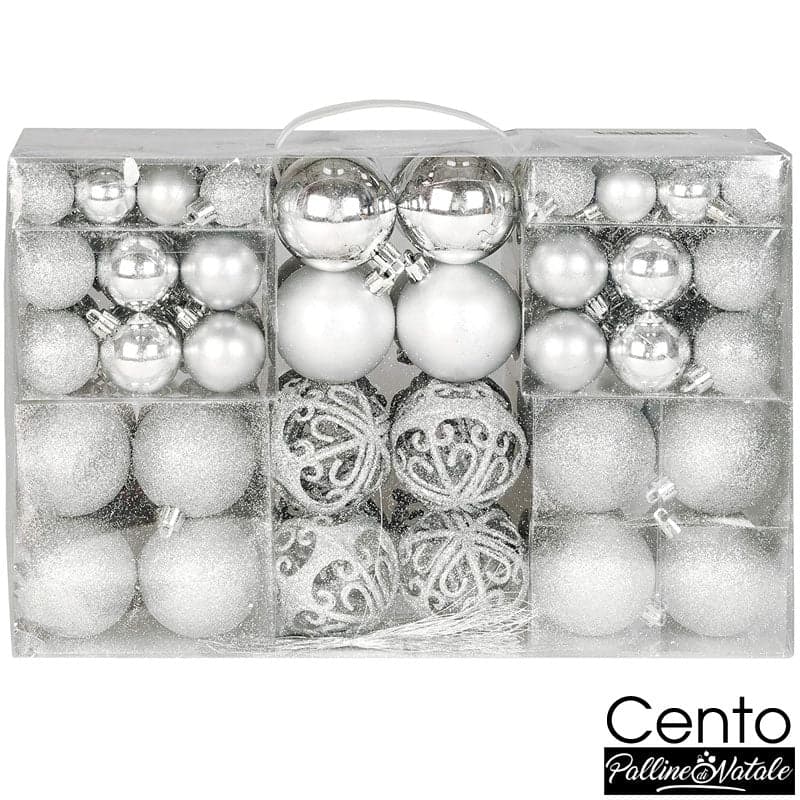Confezione 100 Palline Natale 3 4 6 cm Silver Addobbi Albero Interne Esterne in Palle e palline Danyx - Casoria, commercioVirtuoso.it