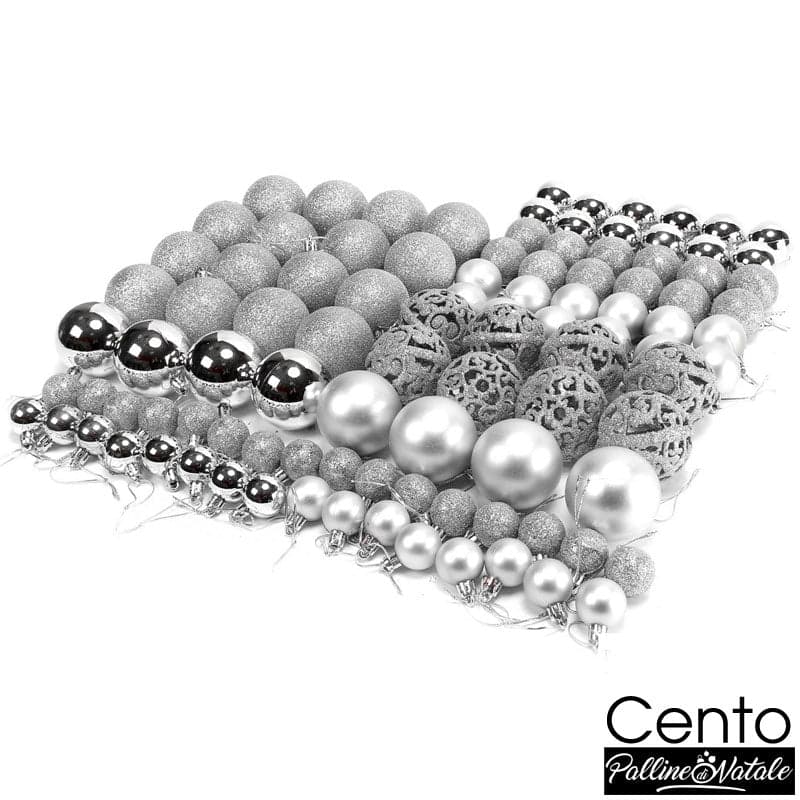 Confezione 100 Palline Natale 3 4 6 cm Silver Addobbi Albero Interne Esterne in Palle e palline Danyx - Casoria, commercioVirtuoso.it