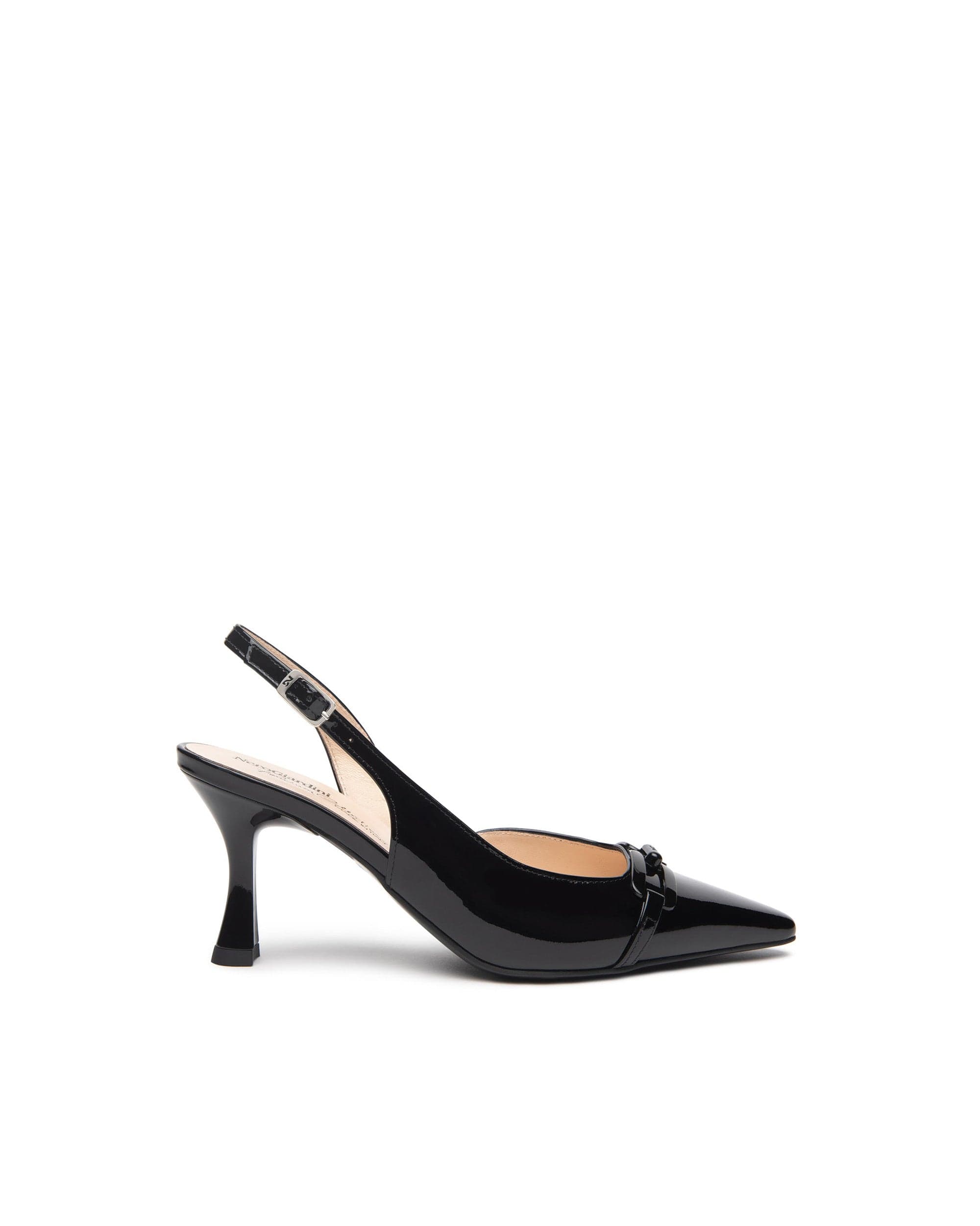Nero Giardini slingback in vernice nero con accessorio E512230DE100 in Scarpe col tacco Teresi Calzature - Marsala, commercioVirtuoso.it