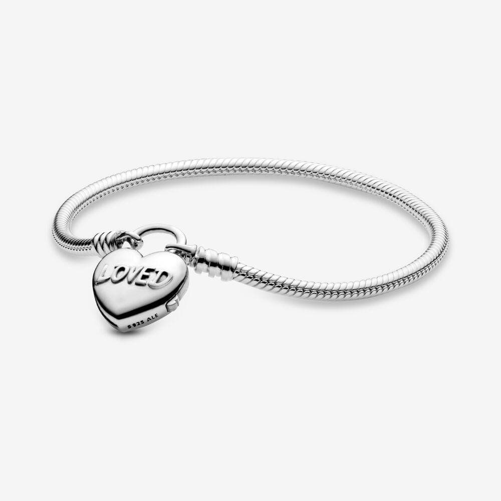Pandora Bracciale Moments con maglia snake e chiusura a lucchetto con cuore