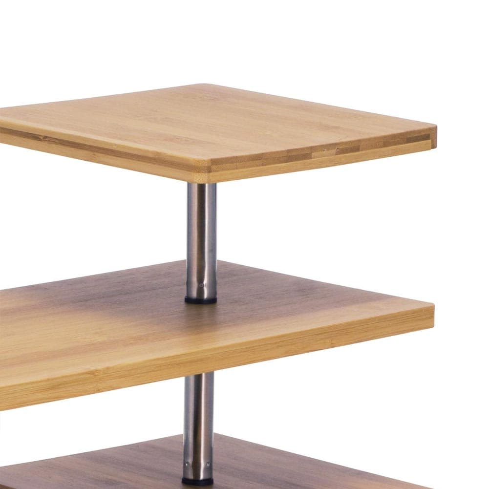 Mensola Angolare Cucina 3 Ripiani Legno Bambù e Acciaio Inox Mobile Scaffale in Barattoli portaspezie Danyx - Casoria, commercioVirtuoso.it