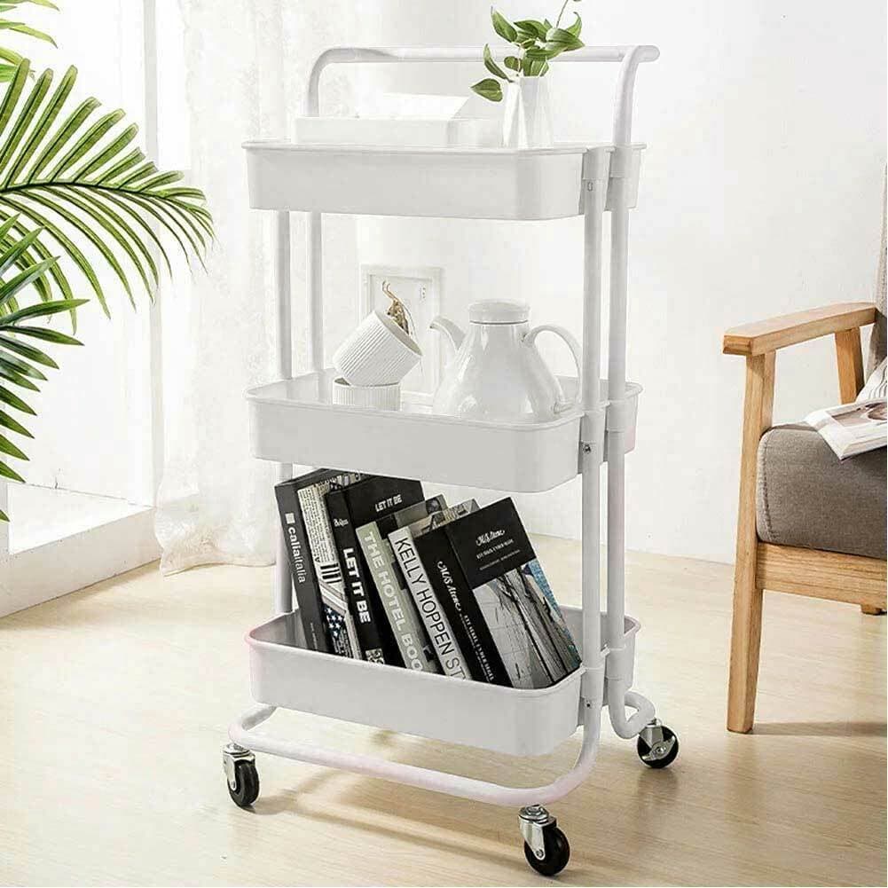 Carrello Trolley Cucina 4ruote 3 Ripiani in Metallo 43x36 H85 Salvaspazio Bianco in Carrelli da portata Danyx - Casoria, commercioVirtuoso.it