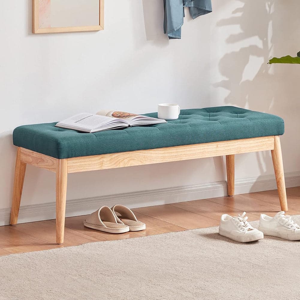 Cassapanca Pouf Ottomana Verde Ingresso Panca Imbottitura Alta Densità 108x41cm
