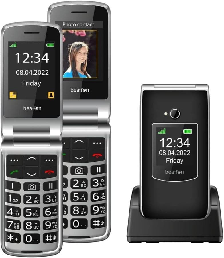 beafon sl 605 lte clamshell 2 sim lcd 2.8-1.77 bluetooth con  base e tasto sos nero fotocmera da 3,0 mp