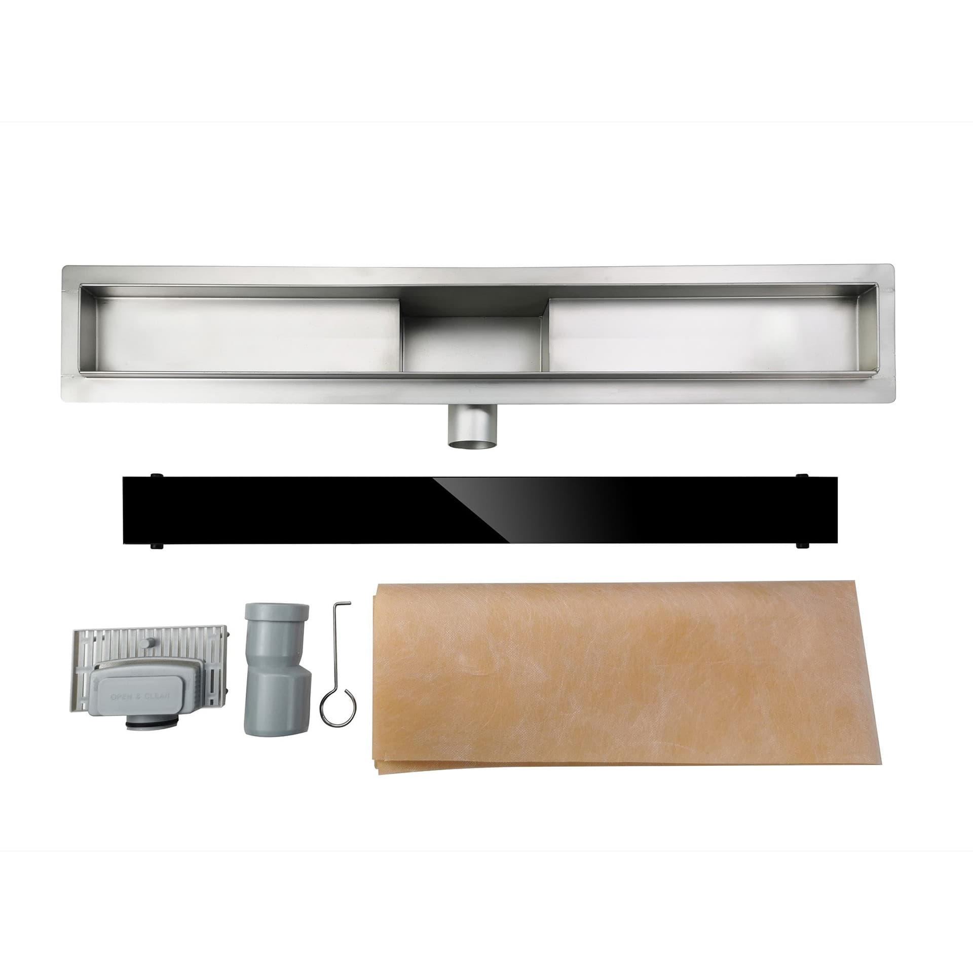 Canalina di scarico bagno con griglia in vetro nero in Box doccia Mondialshop - Parabiago, commercioVirtuoso.it