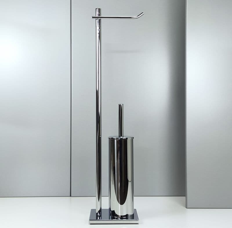 Piantana bagno water ottone cromato base rettangolare - piantana bagno in Porta carta igienica Bottiglioni - Colle di Val d’Elsa, commercioVirtuoso.it