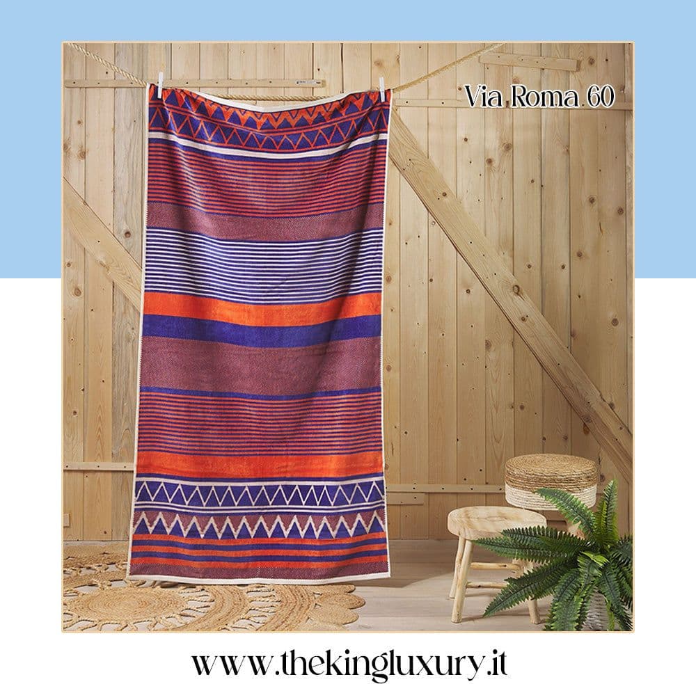 Telo mare Via Roma 60 Stripe 90X170 CM Spugna di Cotone Cimato in Teli mare The King Luxury - San Marcellino, commercioVirtuoso.it