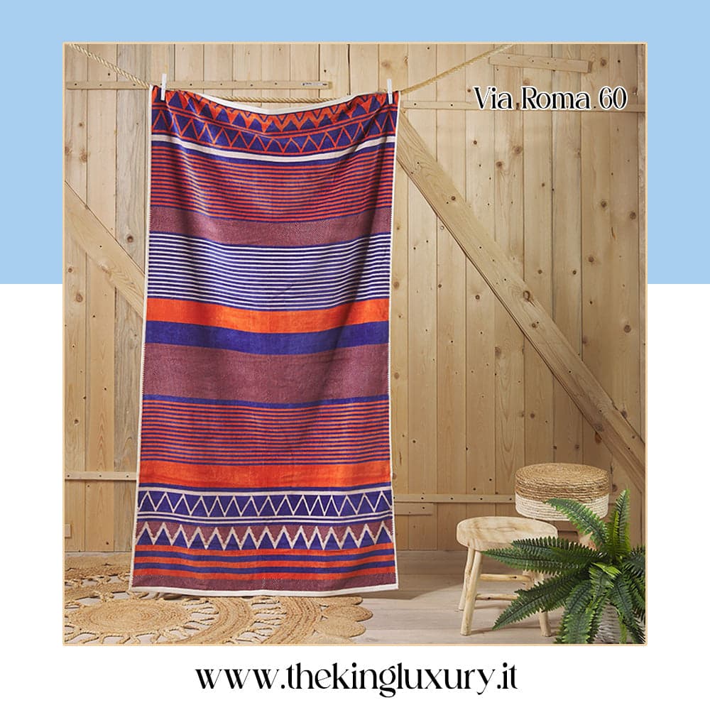 Telo mare Via Roma 60 Stripe 90X170 CM Spugna di Cotone Cimato in Teli mare The King Luxury - San Marcellino, commercioVirtuoso.it