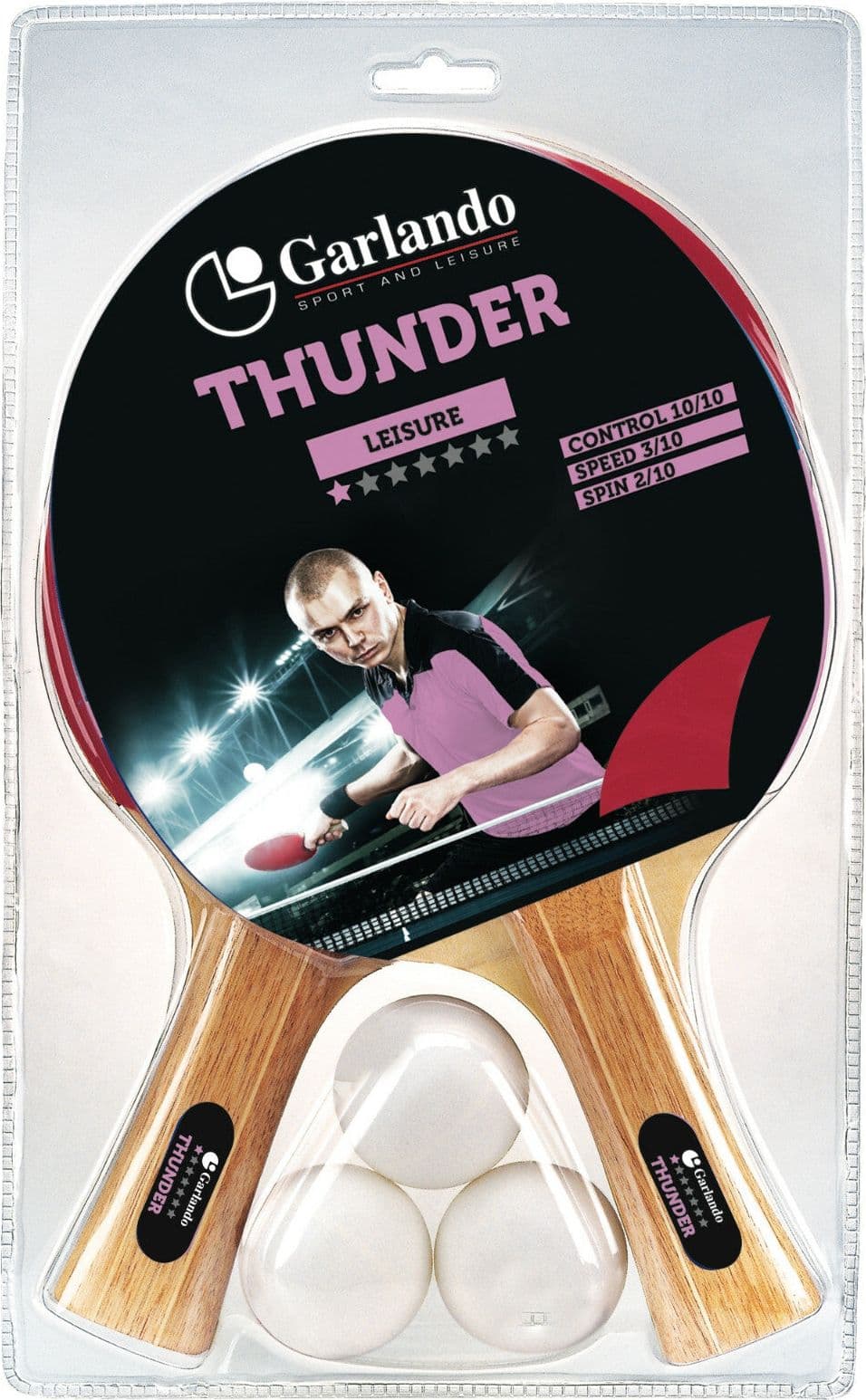 Set Tennis Tavolo Garlando Thunder - 2 Racchette 1 Stella e 3 Palline