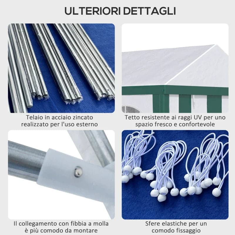 Tendone da Giardino 4x3m per 12 Persone con Doppio Ingresso, Bianco e Verde 84C-371V00GN in Gazebo Fantasia Mobili - Afragola, commercioVirtuoso.it