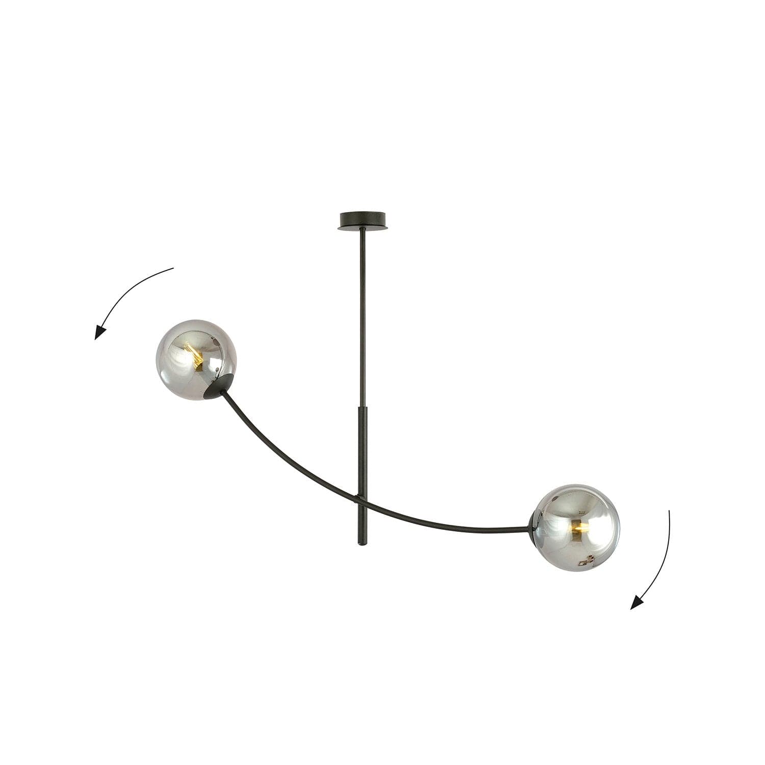 Sospenione Moderna 2 Luci Hunter In Acciaio Nero Bracci Regolabili E Vetro Fumè in Lampade a sospensione LuceArt - Montecorvino Pugliano, commercioVirtuoso.it