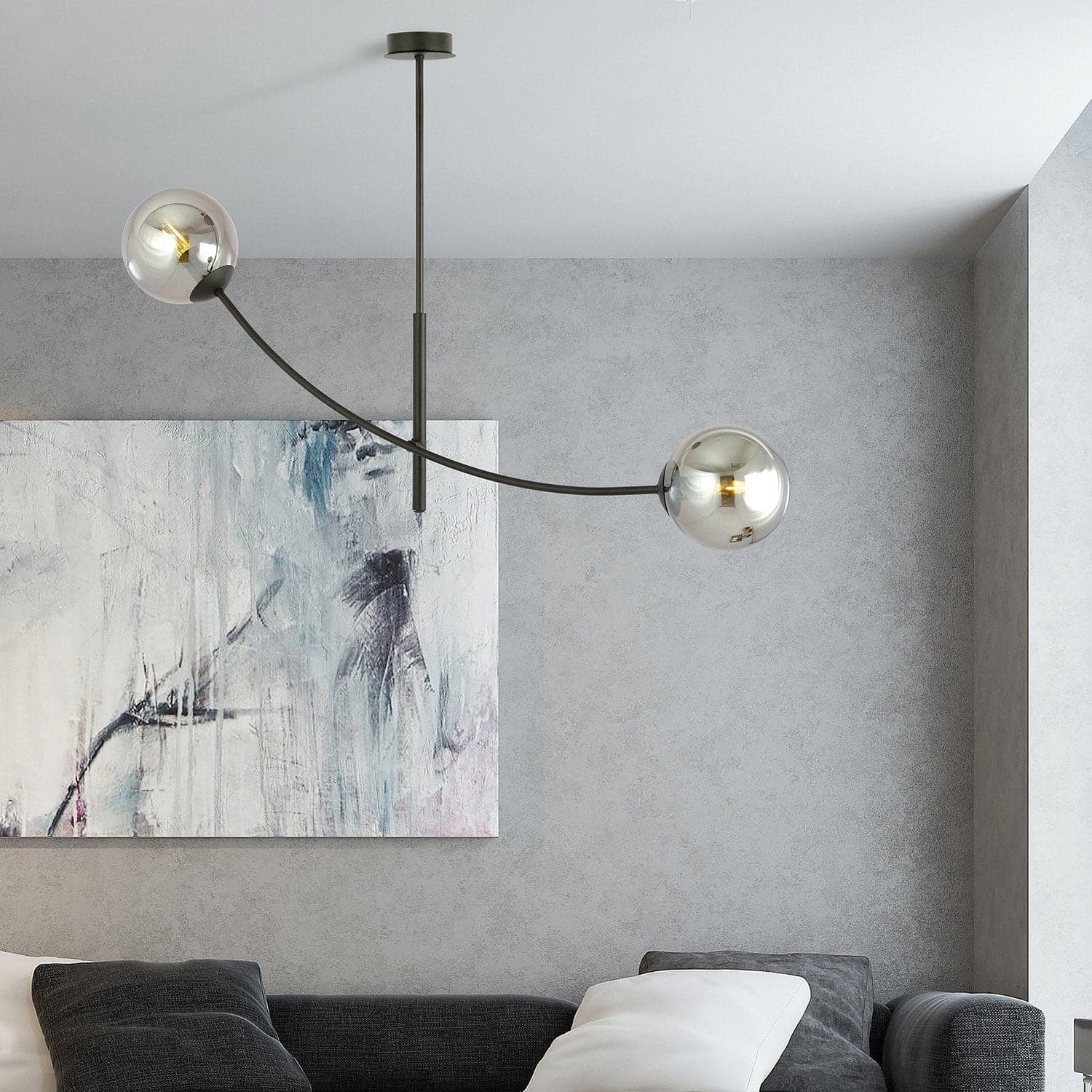 Sospenione Moderna 2 Luci Hunter In Acciaio Nero Bracci Regolabili E Vetro Fumè in Lampade a sospensione LuceArt - Montecorvino Pugliano, commercioVirtuoso.it