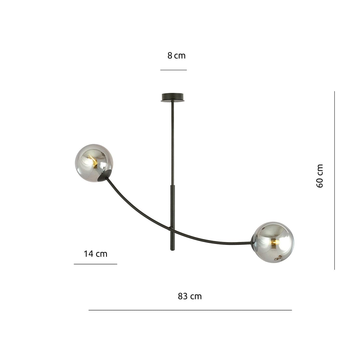 Sospenione Moderna 2 Luci Hunter In Acciaio Nero Bracci Regolabili E Vetro Fumè in Lampade a sospensione LuceArt - Montecorvino Pugliano, commercioVirtuoso.it