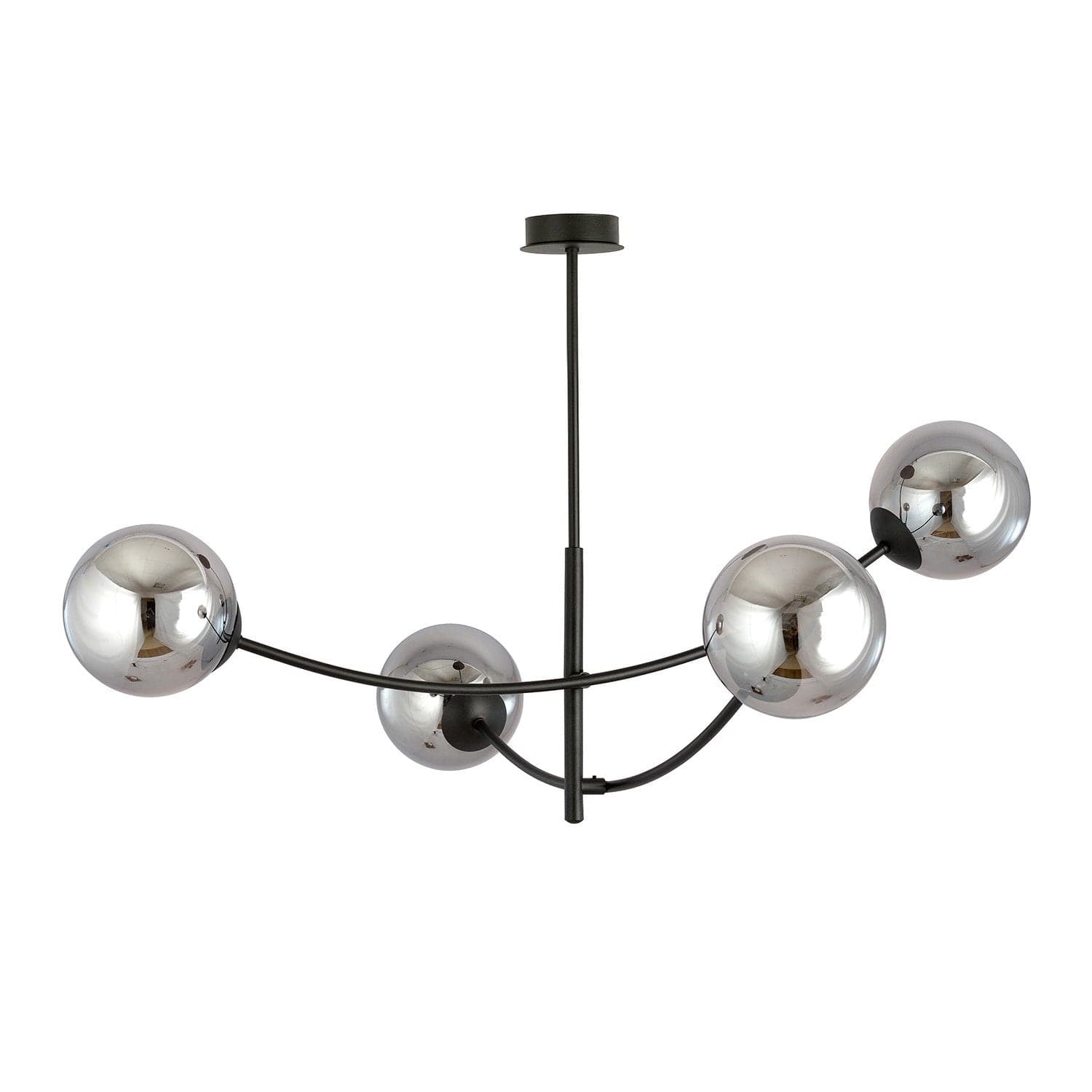 Sospenione Moderna 4 Luci Hunter In Acciaio Nero Bracci Regolabili E Vetro Fumè in Lampade a sospensione LuceArt - Montecorvino Pugliano, commercioVirtuoso.it