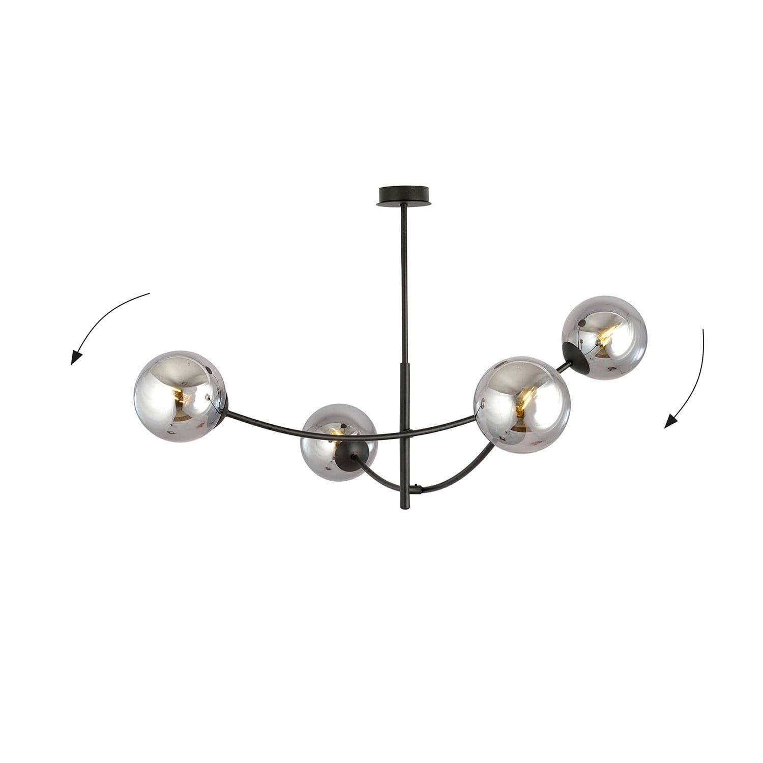 Sospenione Moderna 4 Luci Hunter In Acciaio Nero Bracci Regolabili E Vetro Fumè in Lampade a sospensione LuceArt - Montecorvino Pugliano, commercioVirtuoso.it