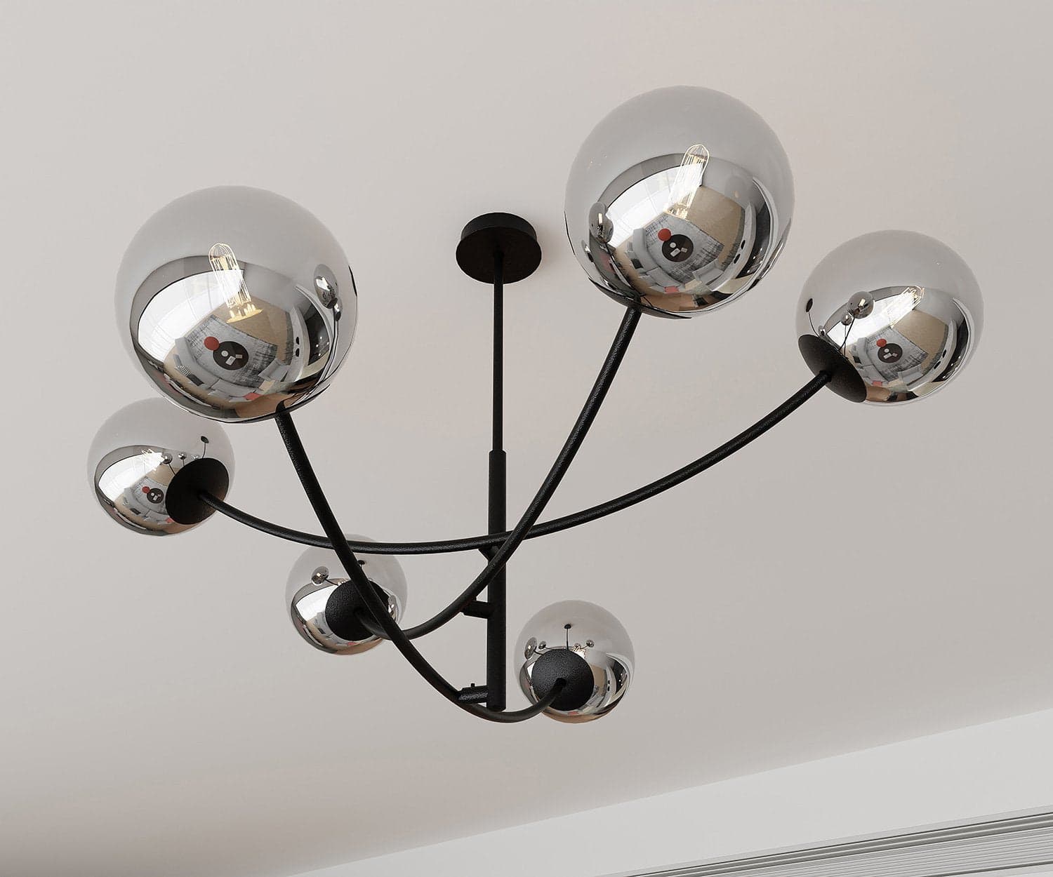 Sospenione Moderna 6 Luci Hunter In Acciaio Nero Bracci Regolabili E Vetro Fumè in Lampade a sospensione LuceArt - Montecorvino Pugliano, commercioVirtuoso.it