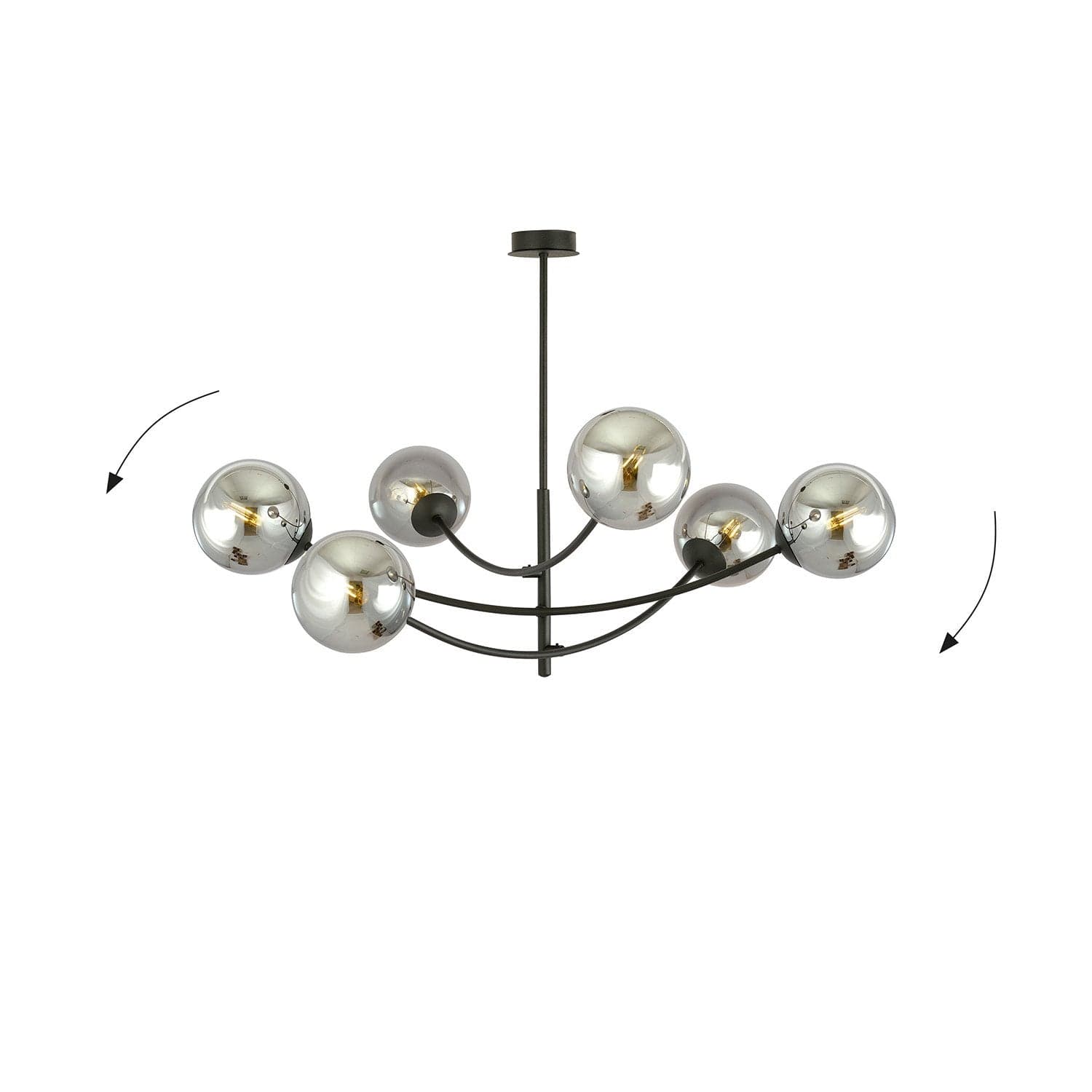 Sospenione Moderna 6 Luci Hunter In Acciaio Nero Bracci Regolabili E Vetro Fumè in Lampade a sospensione LuceArt - Montecorvino Pugliano, commercioVirtuoso.it