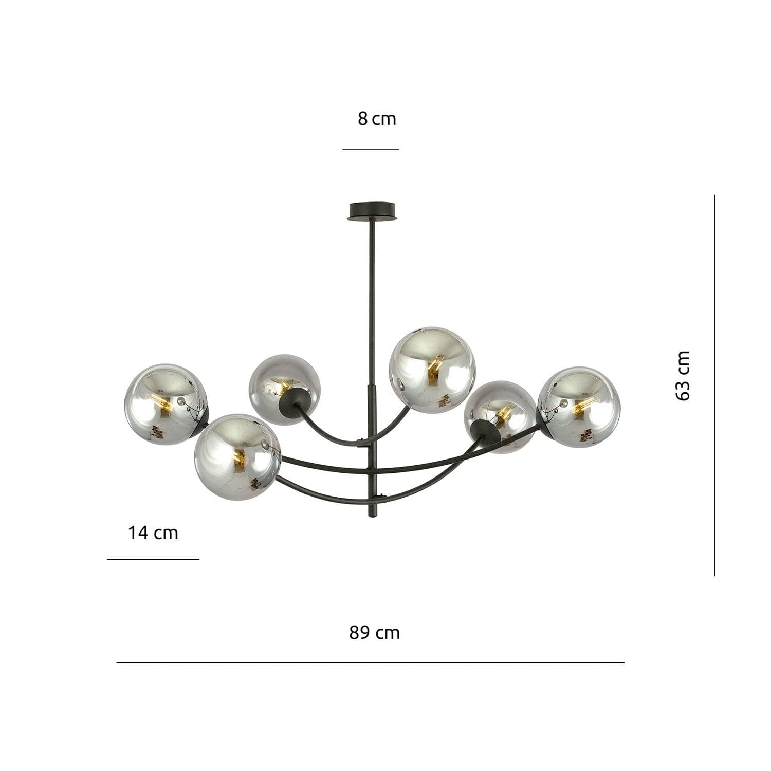 Sospenione Moderna 6 Luci Hunter In Acciaio Nero Bracci Regolabili E Vetro Fumè in Lampade a sospensione LuceArt - Montecorvino Pugliano, commercioVirtuoso.it