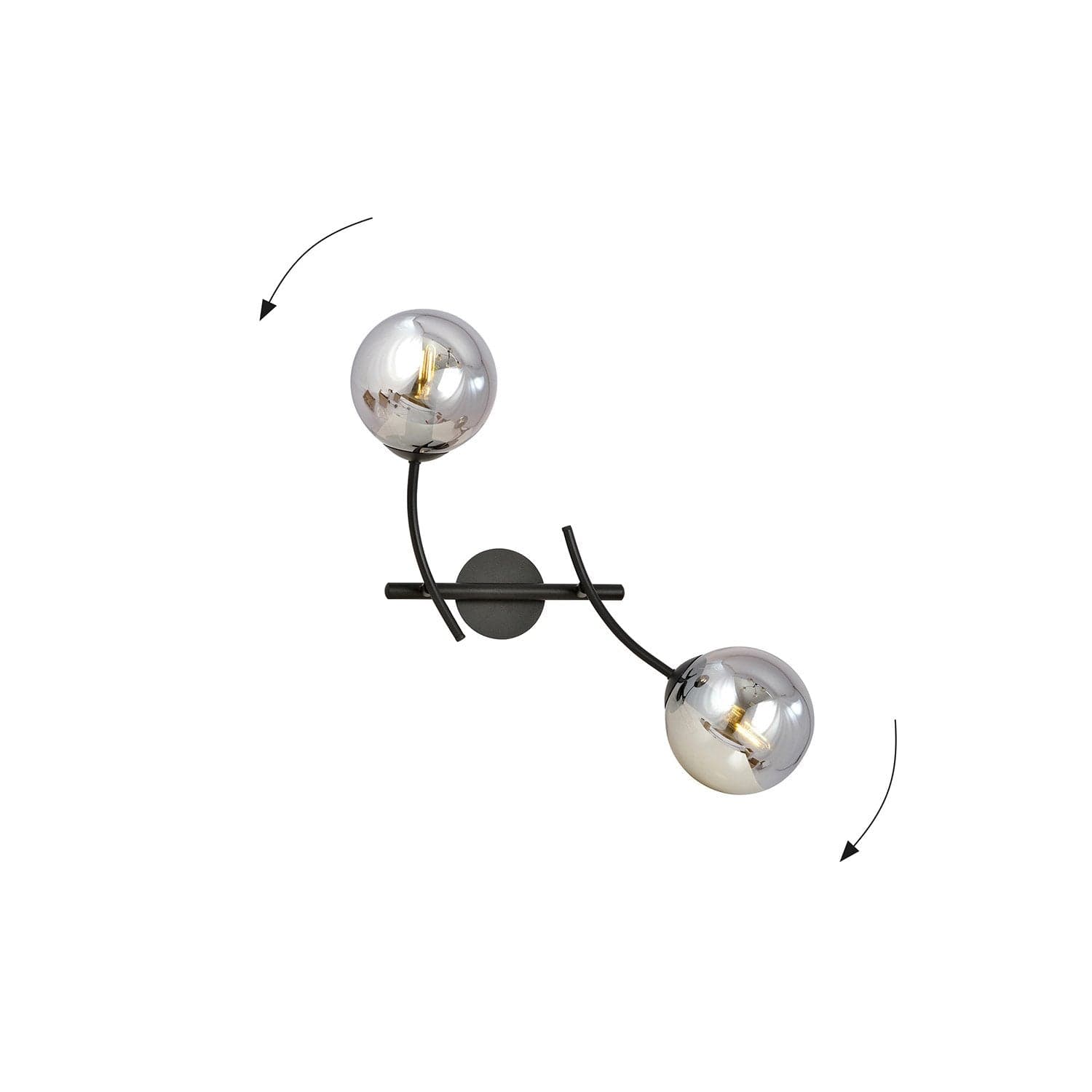 Applique Moderna 2 Luci Hunter In Acciaio Nero Bracci Regolabili E Vetro Fumè in Applique LuceArt - Montecorvino Pugliano, commercioVirtuoso.it