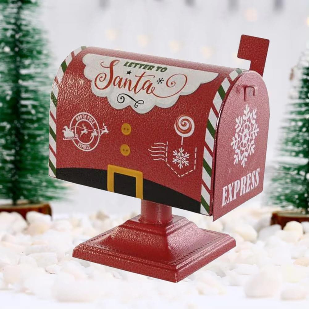 Cassetta Postale Americana di Babbo Natale Rosso Decorazione Natalizia 25.5cm