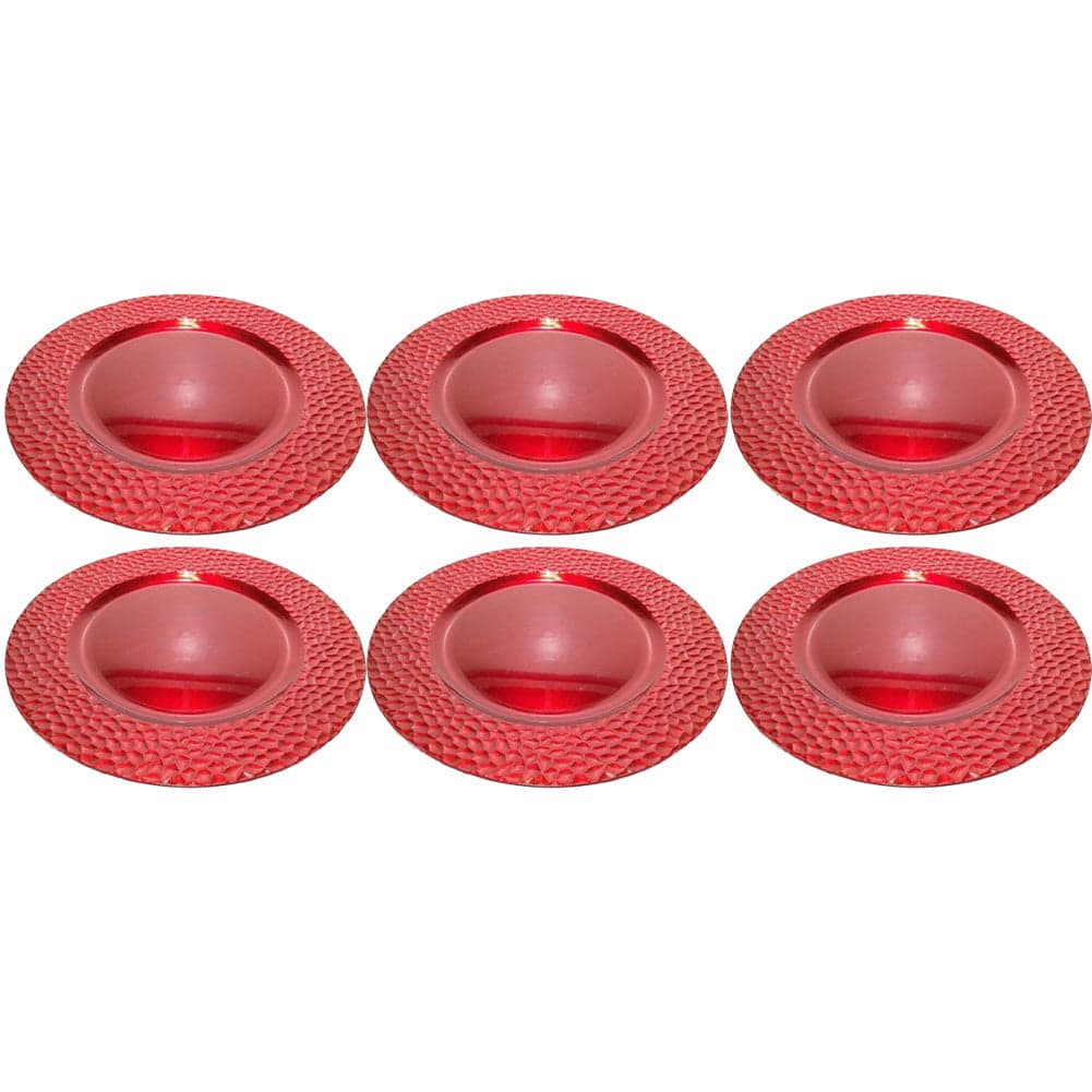 6xSottopiatti Decorazione Natalizio Sottopiatto Addobbo Tavola Natalizi Rosso 33cm