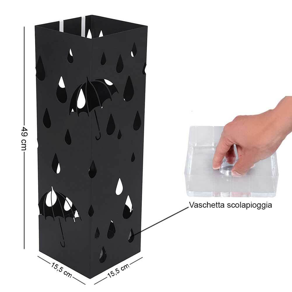 Porta Ombrelli Decorato H. 49 cm Metallo Verniciato Nero Uso Interno Esterno in Porta ombrelli Danyx - Casoria, commercioVirtuoso.it