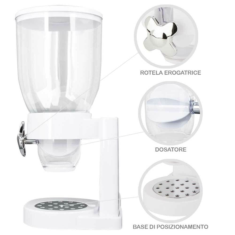 Dispenser Cereali Singolo 500ml Contenitore Dosatore Distributore Bianco H41cm in Barattoli e contenitori Danyx - Casoria, commercioVirtuoso.it