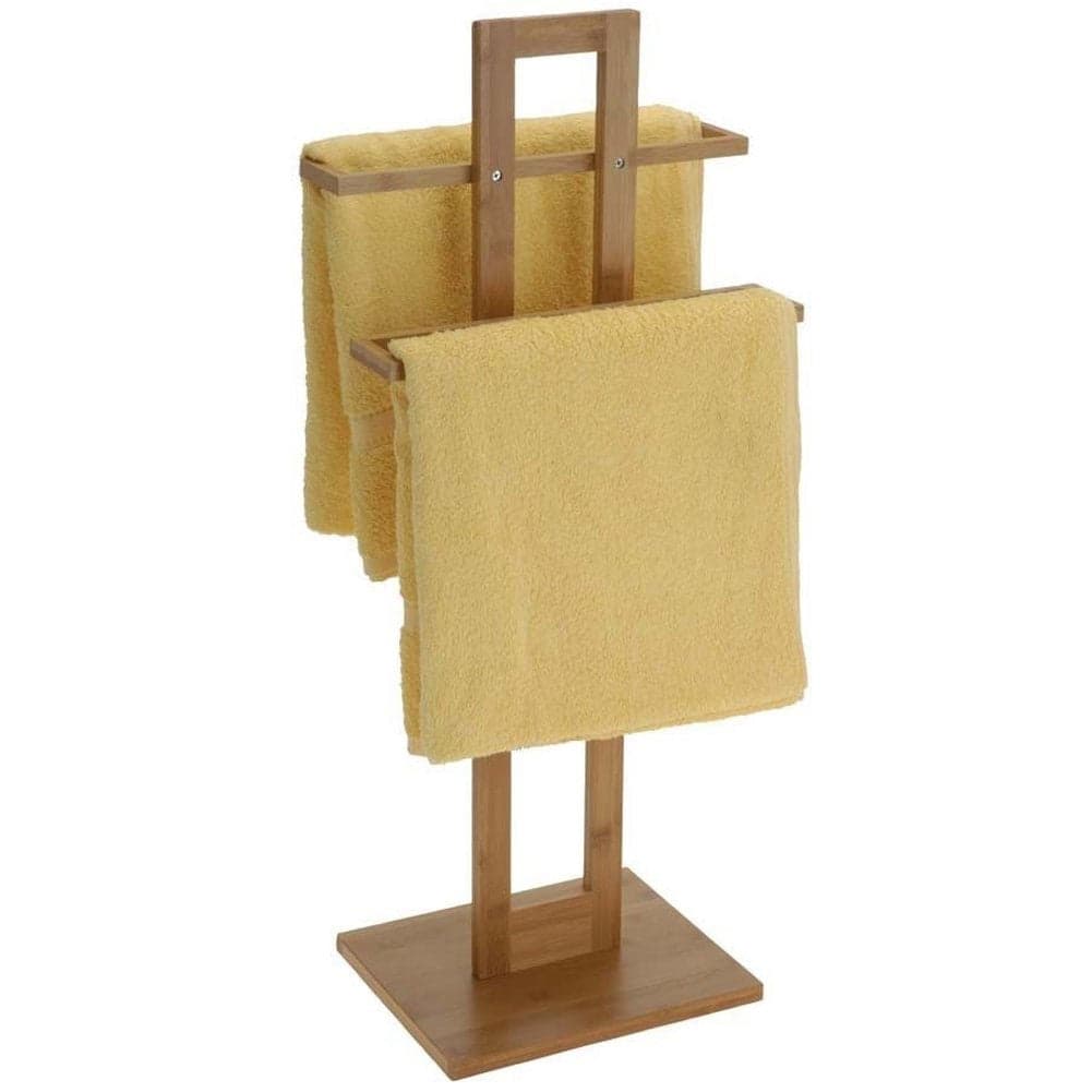 Piantana Porta Asciugamani In Legno di Bambù 2 Braccia H85 cm Colore Naturale in Portasciugamani da terra Danyx - Casoria, commercioVirtuoso.it
