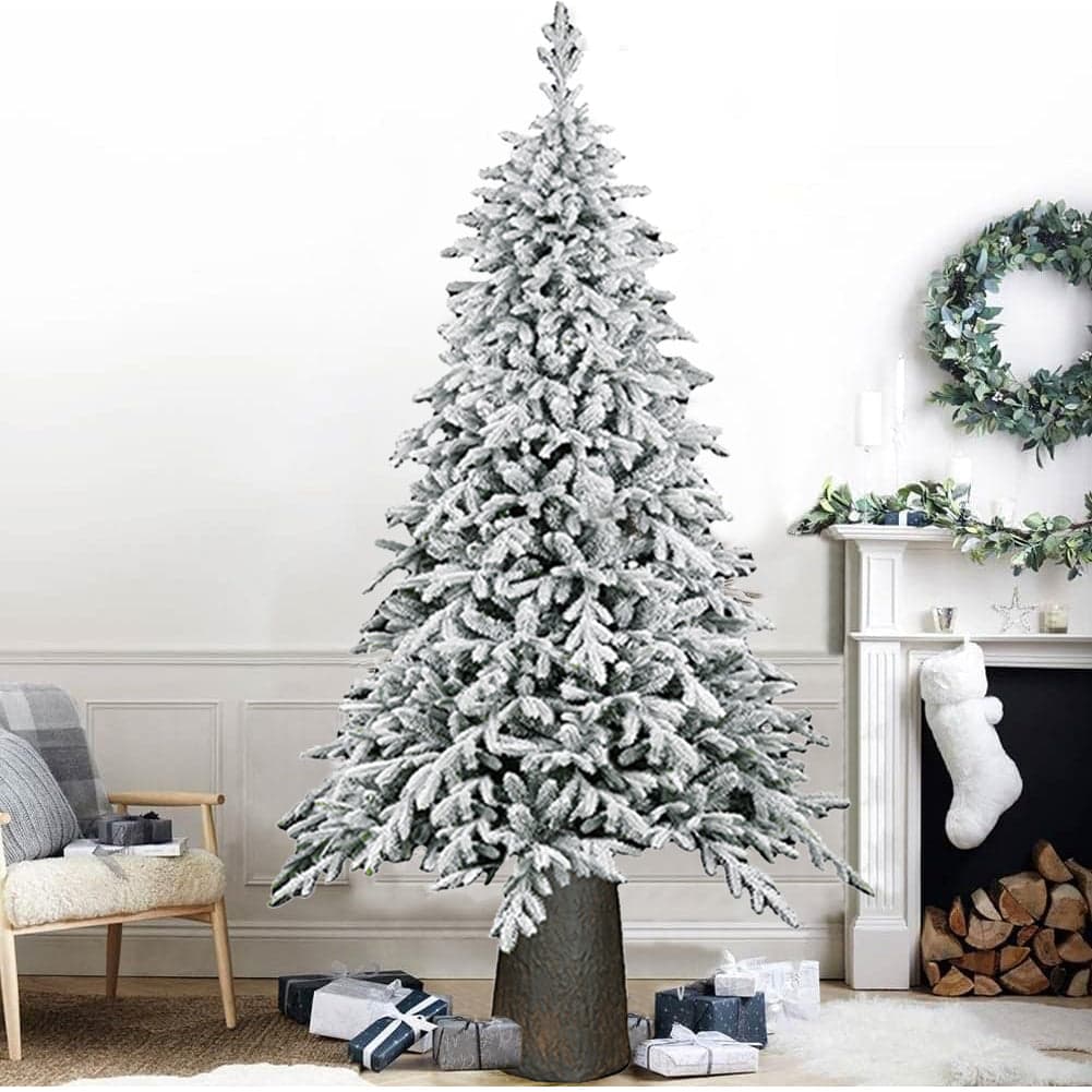 Albero di Natale Macao Innevato 240 cm Base Resina Tronco 2761 Rami Foltissimo
