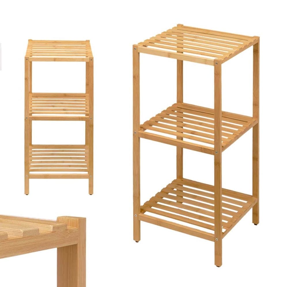 Scaffale in Legno Bambù 33x32 H 77.5 cm Multiuso 3 Ripiani Camera Ingresso Bagno in Unità di mensole Danyx - Casoria, commercioVirtuoso.it