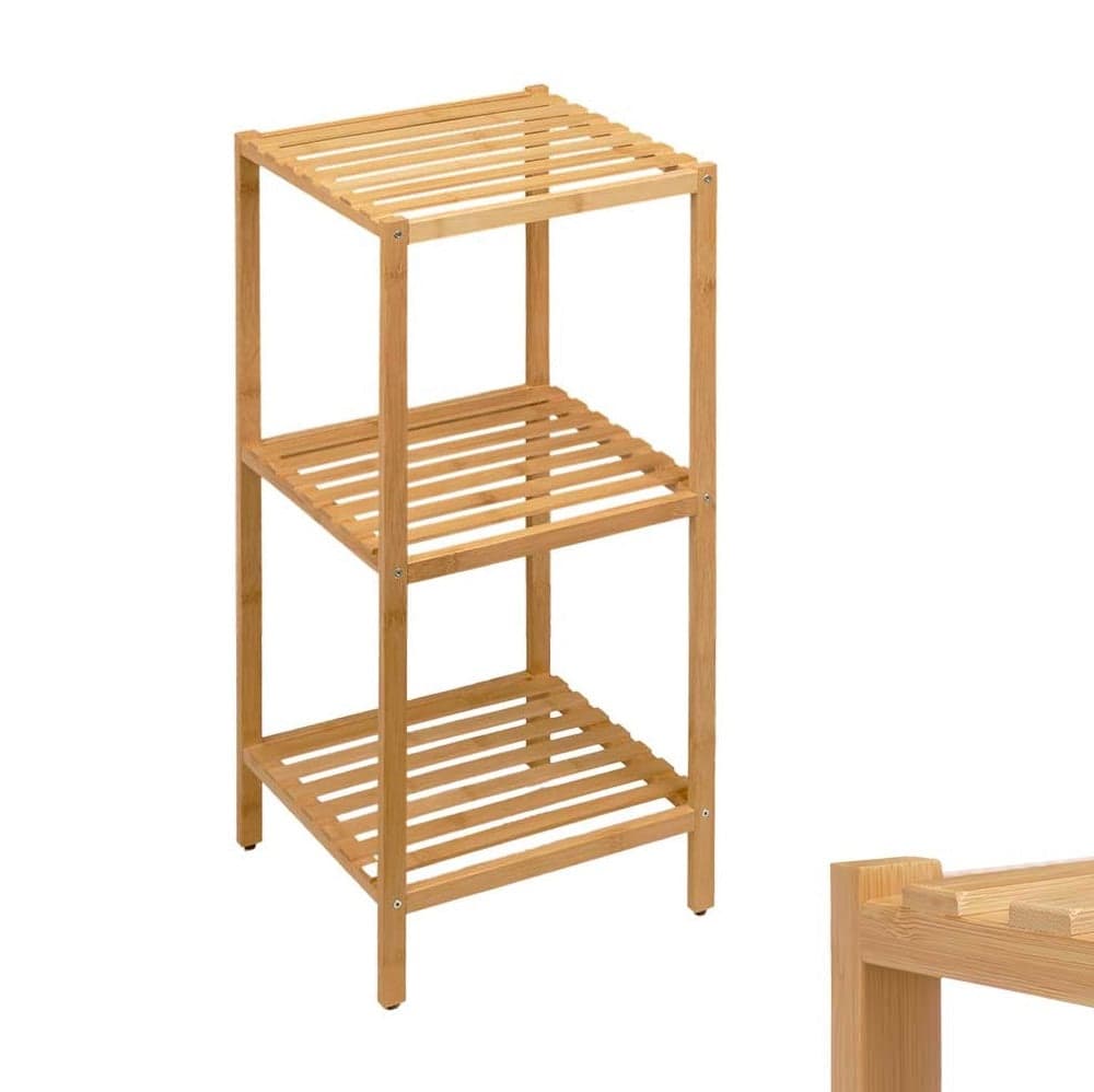 Scaffale in Legno Bambù 33x32 H 77.5 cm Multiuso 3 Ripiani Camera Ingresso Bagno in Unità di mensole Danyx - Casoria, commercioVirtuoso.it