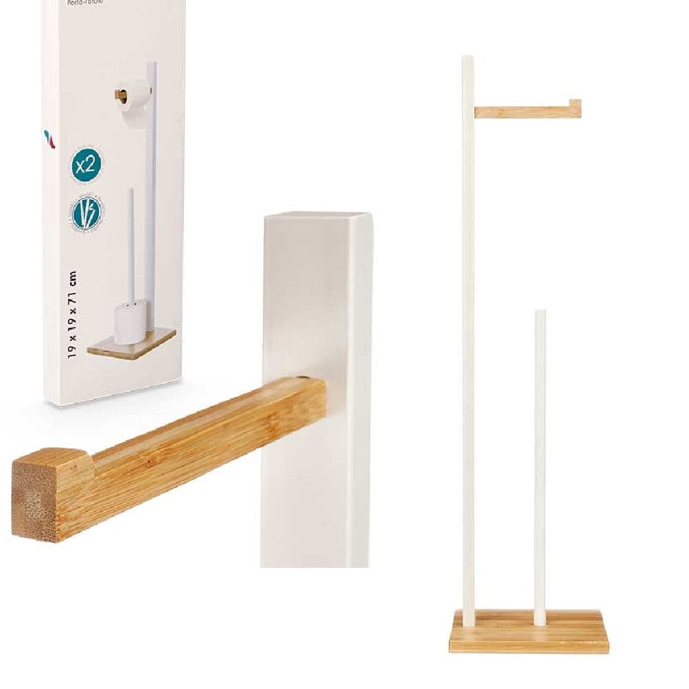 Piantana Bagno Porta Carta Igienica Legno Bambù Portarotoli da Terra Salvaspazio Bianco in Porta carta igienica Danyx - Casoria, commercioVirtuoso.it
