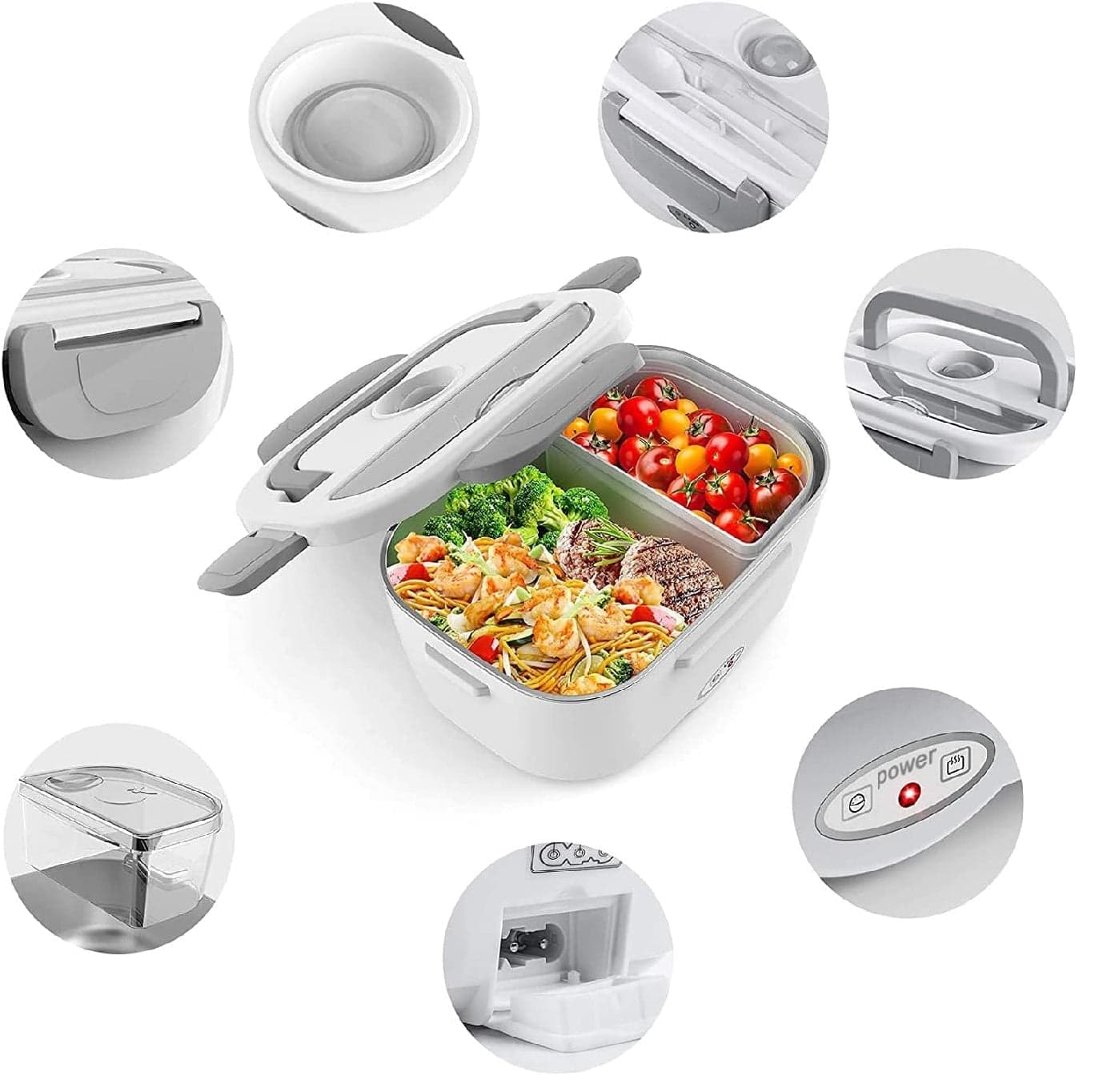Scaldavivande Porta Pranzo Termico Elettrico 220/12Volt Portatile con Accessori Bianco in Lunchbox Danyx - Casoria, commercioVirtuoso.it