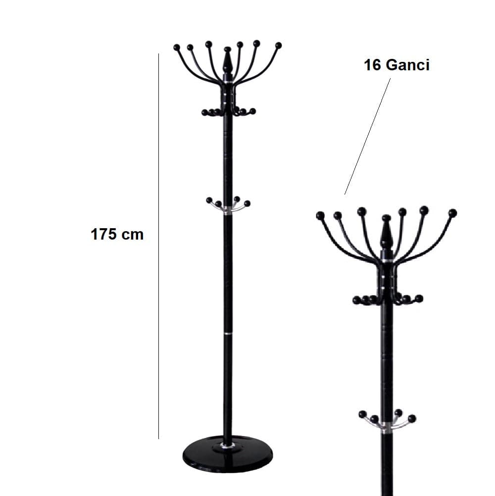 Appendi Abiti Autoportante base rotonda Con 16 Ganci Metallo 36x175 cm (Nero) in Appendiabiti Danyx - Casoria, commercioVirtuoso.it