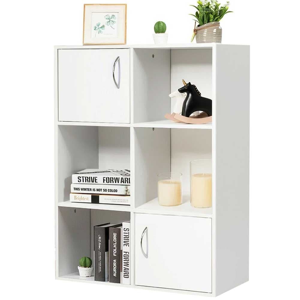 Mobile Scaffale Libreria 6 Cubi 2 Ante in Legno MDF Design Moderno Bianco Ingresso Cameretta in Librerie Danyx - Casoria, commercioVirtuoso.it