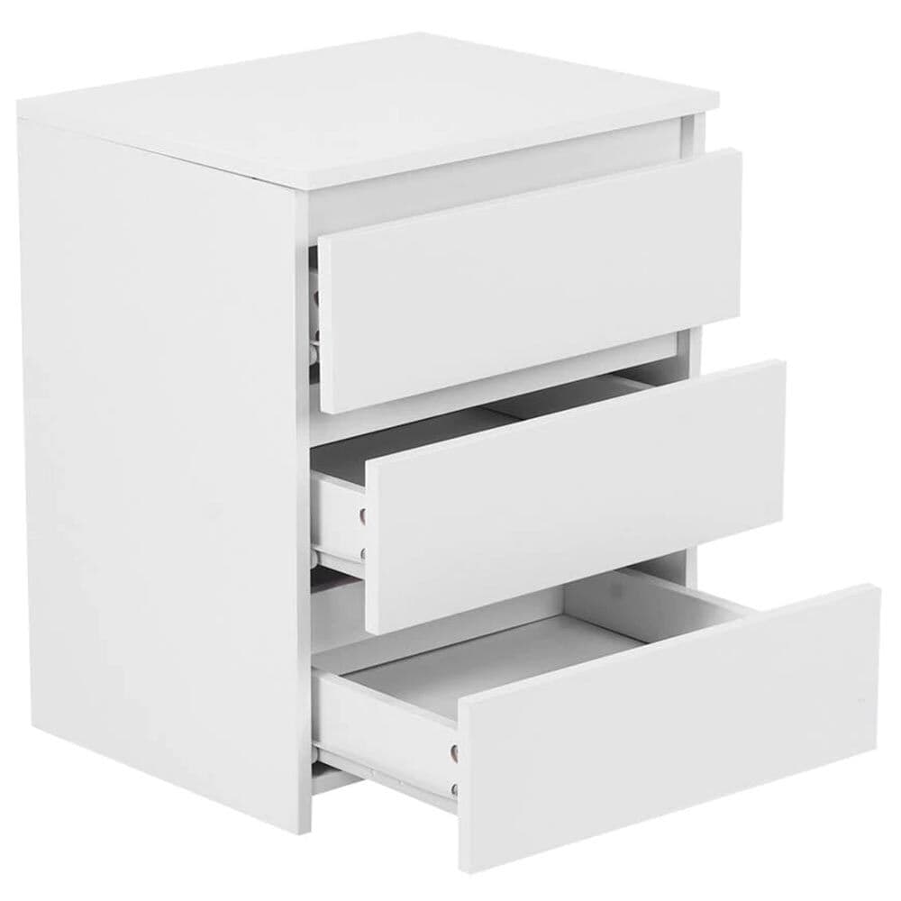 Mobile Comodino 3 Cassetti 45x38x55cm Design Moderno in legno MDF Bianco in Comodini Danyx - Casoria, commercioVirtuoso.it
